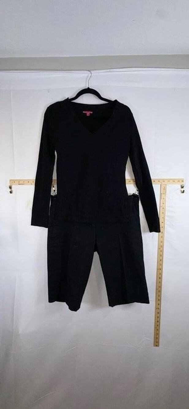 2pc All Black Outfit Set Large 14 The Limited Drew Fit Shorts & Zenana VNeck Top
